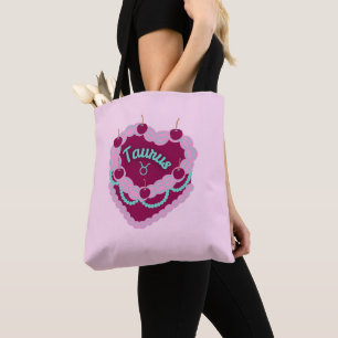 Stier-Sternzeichen-Pastell-Herz-Geburtstagskuchen Tasche