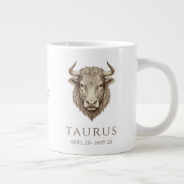 Stier-Sternzeichen personalisierter Name & Geburts Jumbo-Tasse
