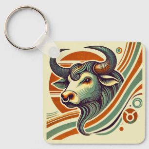 Stier-Sternzeichen-Schlüsselanhänger im Vintage-De Schlüsselanhänger