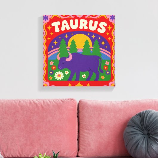 Stier-Sternzeichen-Wandkunst Leinwanddruck – Farbi (Insitu (Wohnzimmer))