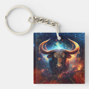 Stier-Sternzeichen Wasserfarben-Design Schlüsselanhänger
