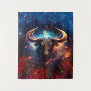 Stier-Sternzeichen-Wasserfarben-Design Wandteppich