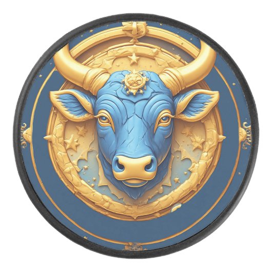 ♉ Stier Stier Gold Ring Hockey Puck Sternzeichen G (Vorderseite)