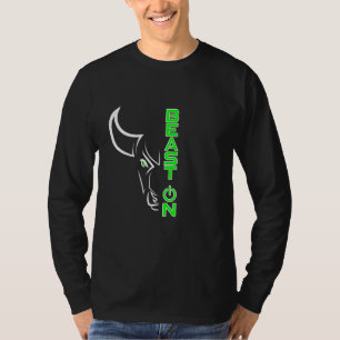 Stier Stierkopf-Biest AUF grünem Gym-Workout-Fitne T-Shirt