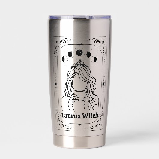 Stier-Tarot-Individualisierbares-Sternzeichen-Astr Thermobecher (Vorderseite)