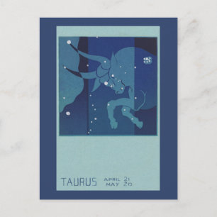 Stier Taurus Sternbild Vintage Zodiac Astrologie Postkarte