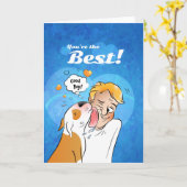 Stier-Terrier-Cartoon-Karte "Sie sind das beste " Karte (Gelbe Blume)