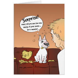 Stier-Terrier-Cartoon-Karte "Überraschung "