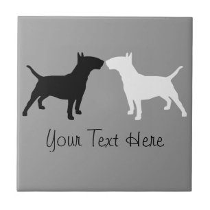 Stier-Terrier-Doppelt-Silhouette-Foto-Fliese Fliese