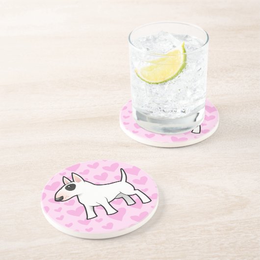 Stier-Terrier-Liebe Sandstein Untersetzer (Seite)