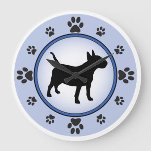 Stier-Terrier-Silhouette Große Wanduhr