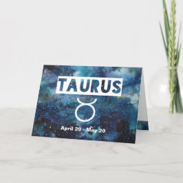 Stier-Tierkreis-blauer Aquarell-Galaxie-Geburtstag Karte