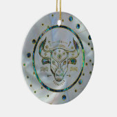 Stier-Tierkreis-Goldohrschnecke auf Konstellation Keramikornament (Rechts)