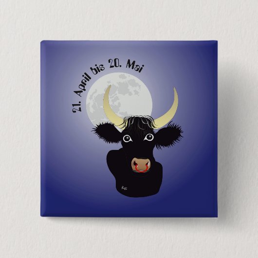 Stier Tierkreiszeichen Button (Vorderseite)