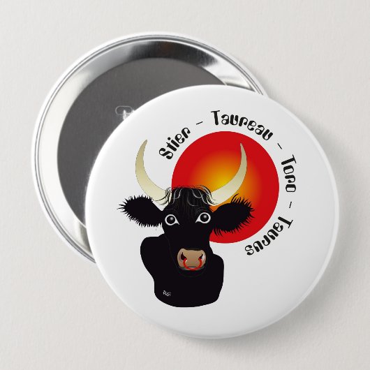 Stier Tierkreiszeichen Button (Vorne & Hinten)