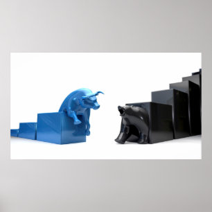 Stier u. Bär Econonomic Trends laufen zusammen Poster