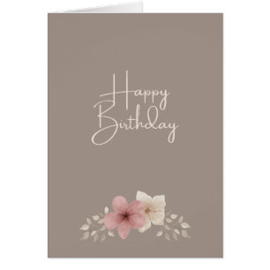 Stier und rosa Blumenkarte zum Geburtstag   Elegan