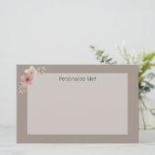 Stier und rosa Personalisierte Blumengestation Briefpapier (Stehend Vorderseite)