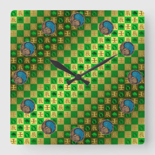 Stier & Wasser-Drache Quadratische Wanduhr