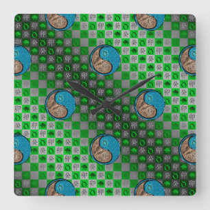 Stier & Wasser Kaninchen Quadratische Wanduhr