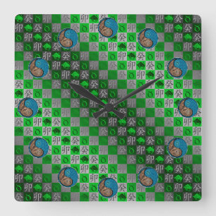 Stier & Wasser Kaninchen Quadratische Wanduhr