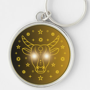 Stier-Zodiac-Emblem Minimales Himmelsymbol Schlüsselanhänger