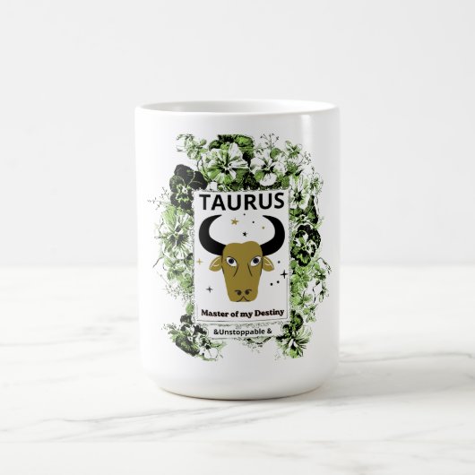 Stier-Zodiac-Meister des Schicksals Florale Kunst Kaffeetasse (Mittel)