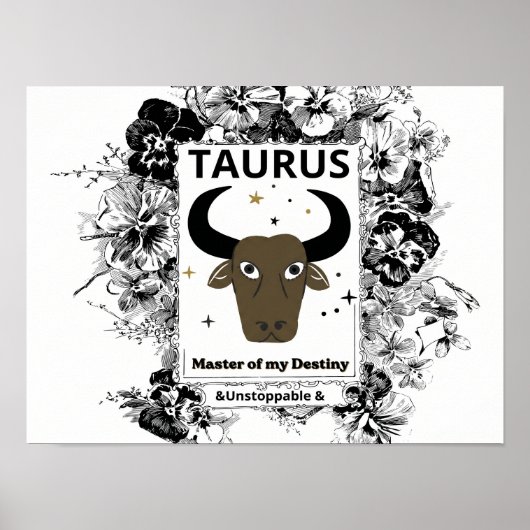 Stier-Zodiac-Meister des Schicksals Florale Kunst Poster (Vorne)