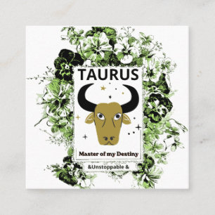 Stier-Zodiac-Meister des Schicksals Florale Kunst Quadratische Visitenkarte