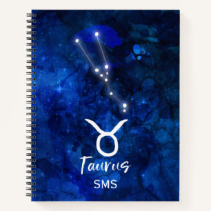 Stier Zodiac Sternbild Blau Galaxie Monogramm Notizblock