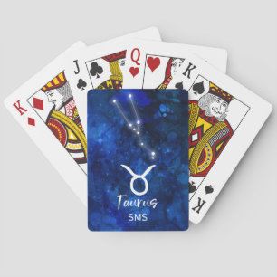 Stier Zodiac Sternbild Blau Galaxie Monogramm Spielkarten