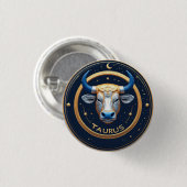 Stier-Zodiac-Stier-Emblem mit goldenem Ring Button (Vorne & Hinten)