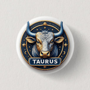 Stier-Zodiac-Stier-Emblem mit goldenem Ring Button