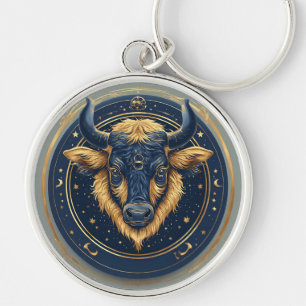 Stier-Zodiac-Stier-Emblem mit goldenem Ring Schlüsselanhänger