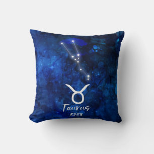 Stier-Zodialkonstellation Blaue Galaxie Monogramm Kissen