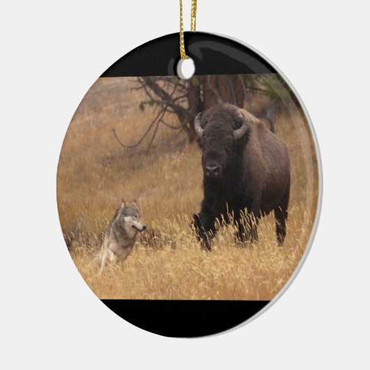 Stierbison u. -wolf keramik ornament (Links)