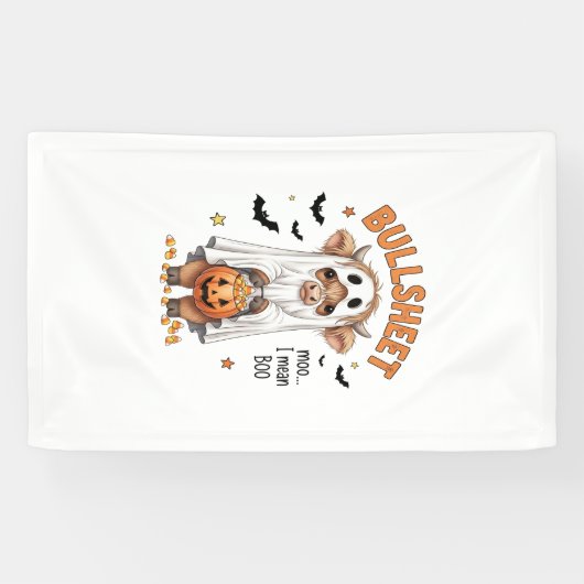 Stierblatt Highland-Kuh Lustiger Geist Banner (Horizontal)