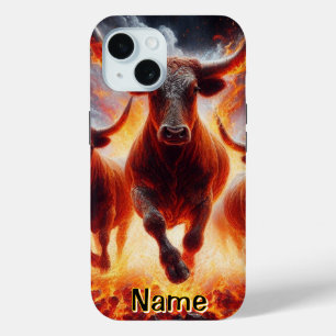 Stiere stürmen durch eine feurige Landschaft Case-Mate iPhone Hülle