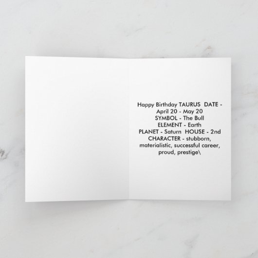 Stiergeburtstagskarte Karte (Innenseite)