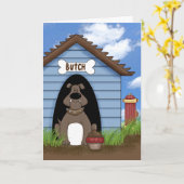 Stierhund im Hundehausgeburtstag Karte (Gelbe Blume)