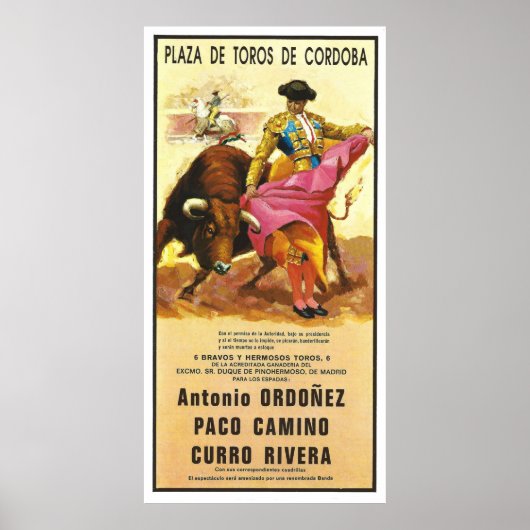 Stierkampf, Plaza del Toros, Cordoba, Spanien Poster (Vorne)