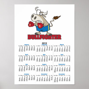Stierkämpfer lustiger Boxer Stier Cartoonfigur Poster