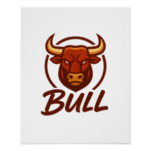 Stierkopf-Logo, kreatives Maskottchen BULL Poster