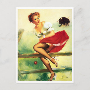 Stierlauf Pin Up Postkarte