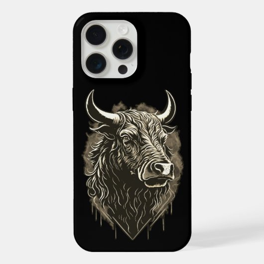 Stierporträt iPhone Hülle (Rückseite)