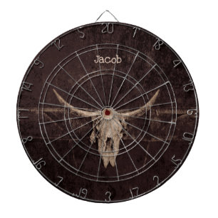 Stierschädel Western Braun Beige Alt Rustikal Land Dartscheibe