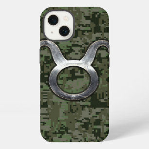 Stiersymbol auf grüner digitaler Tarnung iPhone Hülle
