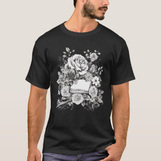 Stift Blumen Vintage Schriftsteller Buch Autoren R T-Shirt