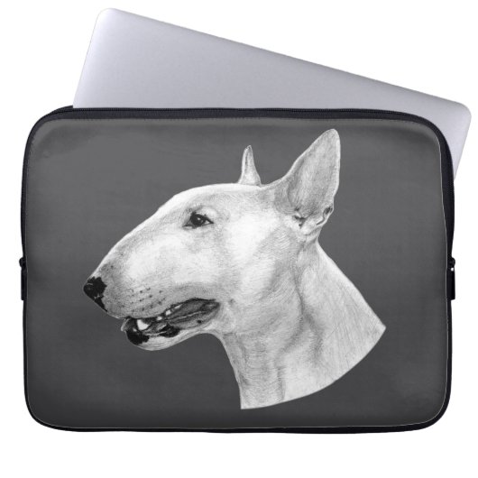 Stift Bull Terrier zeichnend Laptopschutzhülle (Vorderseite)