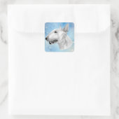 Stift Bull Terrier zeichnend Quadratischer Aufkleber (Tasche)